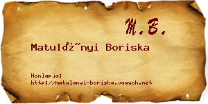 Matulányi Boriska névjegykártya